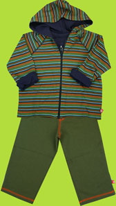 Loden/Navy Multistripe Reversible Zip Hoodie