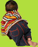 Chocolate 5 Color Stripe Zip Hoodie and Navy French Cotton Terry Pant