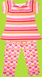 Zutano Pink/Red Bold Stripe Toddler Short Sleeve Viola Top and Marigold Leggings 