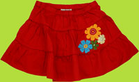 Zutano Collectibles Red Summer Twill Skirt with Flower Appliques
