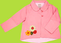 Zutano Collectibles Pink Twill Girl Topper Jacket with Flower Appliques