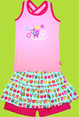 Zutano Owls Pink Racer Tee and Owls Ruffle Shorts for Toddlers