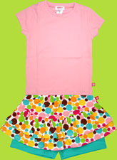 Zutano Toddler Gumballs Ruffle Shorts and Pink solid Cap Sl. Tee