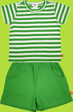 Zutano Toddler Apple/White Stripe T-shirt and Apple Pull On Shorts