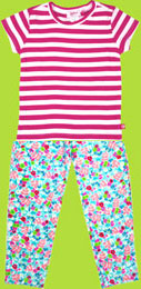 Zutano Fuchsia/White Stripe Cap Sleeve T-shirt for Toddler and Lazy Daisy Leggings 