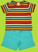 Zutano Chocolate Stripe Tee for Toddlers and Pool Cotton Terry Shorts