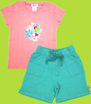 Zutano Lazy Daisy Fluttering Cap Sleeve T-shirt for Toddler and Pool Terry Shorts