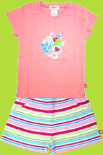 Zutano Toddler Basics Lazy Daisy Cap Sleeve T-shirt and Fairground Stripe Shorts