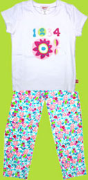 Zutano Toddler Flower Blossom Cap Sleeve T-shirt and Lazy Daisy Leggings