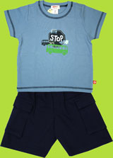 Zutano Bus Stop Chambray Short Sleeve Toddler T-shirt and Navy Cargo Shorts