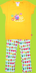 Zutano Owls "Owls Nest" Yellow Cap Sleeve T-shirt and Owls Skinny Leggings for Toddlers