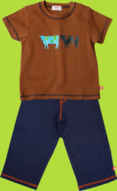 Cows Short Sleeve T-shirt and Navy Terry Tie Waist Pants