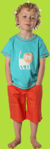 Zutano Toddler Lions "Cub" Short Sleeve T-shirt and Bold Stripe Mandarin Shorts