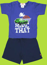 Zutano Toddler Freeway Ride That Short Sleeve T-shirt and Navy Terry Shorts