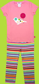 Zutano Toddler Basics Gumballs Birdy T-Shirt and Super Multistripe Skinny Leggings