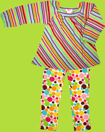 Zutano Super Multi Stripe Long Sleeve Viola Top and Gumballs Skinny Leggings for Toddlers