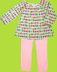 Zutano Owls Long Sleeve Viola Top and Pink Skinny Leggings