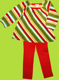  Moss/Red Multistripe Long Sleeve Viola Top