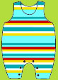 Zutano Aqua/Red Multi Stripe Overall