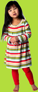 Zutano Toddler Moss/Red Multistripe Pleat Dress