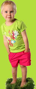 Zutano Toddler Snorkel "Angle Fish" Lime Short Sleeve T_shirt and Snorkel Drawstring Shorts