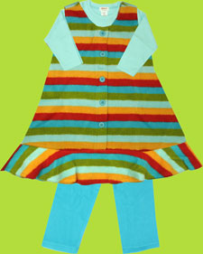 Zutano Toddler Bold Multi Stripe Cotton Sherpa Jumper Dress