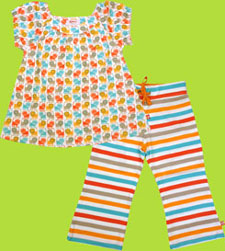 Zutano Lions Short Sleeve Viola Top and Mandarin Bold Stripe Pants