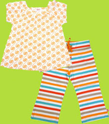 Annika Toddler Short Sleeve Viola Top and Bold Stripe Mandarin Pants
