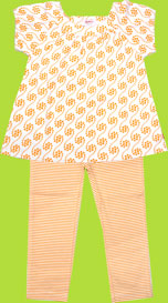 Annika Toddler Short Sleeve Viola Top and Orange Canydstripe Skinny Leggings