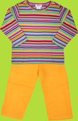 Zutano Toddler Super Multistripe Long Sleeve T-shirt with Tangerine Fleece Pants