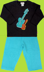 Zutano Toddler Rock and Roll Guitar Long Sleeve T-shirt and Fleece Pool Pants