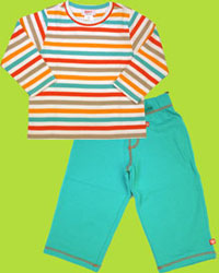 Zutano Toddler Bold Stripe Mandarin Long Sleeve T-shirt and Pool Cotton Terry Pants