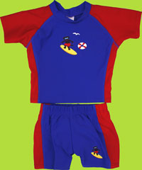 i-play Royal Lifeguard sun protective two piece sunsuit with swim diaper