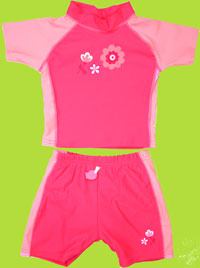 I-play Sunshield Fuchsia Sun Protective Two-piece Sunsuit with Swim Diaper