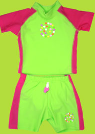 i-play Lime Multi Dot Two-Pcs Sunsuit with Swim Diaper