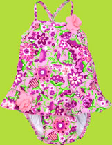 i-play Lavender Floral Ruffle Bathing Suit UPF 50+