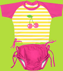 i-play Cherries Mod Tie Rashguard & Swim Diaper Set UPF 50+