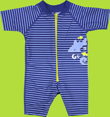 i-play Blue Stripe Shark One Piece Sun Suit
