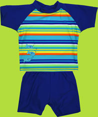 i play Blue Stripe Two Piece Sun Suit with Swim Diaper