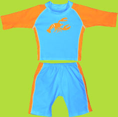 i-play Pool and Orange  Lobster Two-Piece Ultimate Swim Diaper Sunsuit