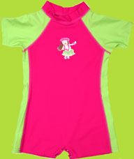 Sunshield Fuchsia/Lime Sun Protective One-piece Sunsuit