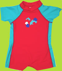 i play red/pool sun protective one-piece sunsuit