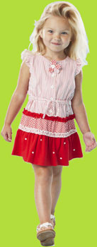 le top Pieced Stripes and Dots Dress with Drawstring