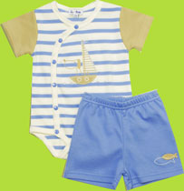 le top "Sailing Puppy" Stripe Bodysuit and Short Set 