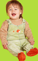 Le Top "Hedgehog" Stripe Shirt & Footed Velour Overall with Hedgehog Feet