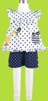 Le Top Navy/White Dot "Daisy Duck" Top & Short Set 