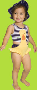 Le Top "Daisy Duck" Stripe Monokini Swimsuit and Sunhat