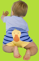 Le Top Fishin' Hole Duck Striped Bodysuit & Short Back View