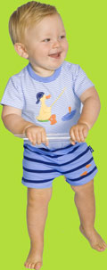 Le Top Fishin' Hole Duck Striped Bodysuit & Short 