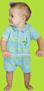 Le Top Ribbit Froggie & Fly Striped Collared Romper 